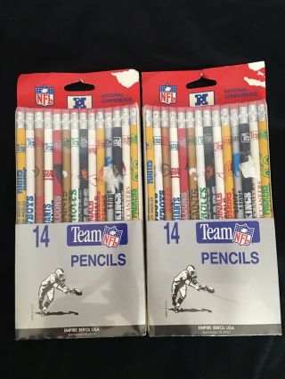 Vintage 1990’s Nfl National Conference 14 Team Nfl Pencils