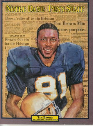 1988 Notre Dame Football Program Vs Penn State 19nov Tim Brown Cover 8/19