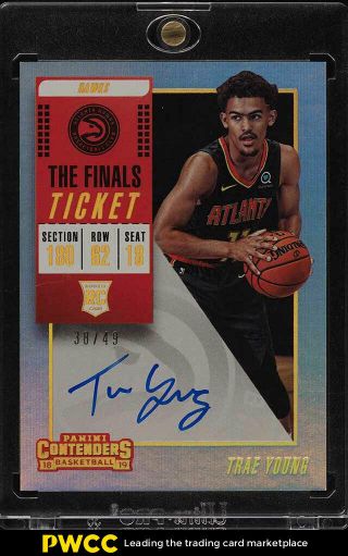 2018 Panini Contenders Finals Ticket Trae Young Rookie Rc Auto /49 142 (pwcc)