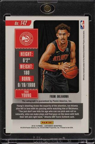 2018 Panini Contenders Finals Ticket Trae Young ROOKIE RC AUTO /49 142 (PWCC) 2