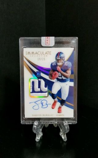 Saquon Barkley Auto 2018 Immaculate Gold Rpa /25 Nasty Ny Patch