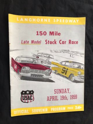 1959 Usac Stock Car Racing Program - Langhorne Speedway