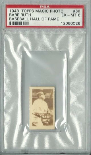 1948 Topps Magic Photo Baseball Hall Of Fame 6k Babe Ruth Psa 6 Ex - Mt