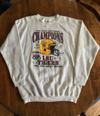 Vtg 2003 Lsu Tigers National Champions Mens Large Crewneck Sweatshirt Pullover