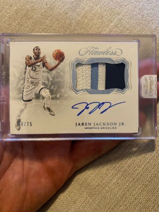 2018 - 19 Panini Flawless Jaren Jackson Jr Rpa Game Worn Grizzlies 4/25 Rookie