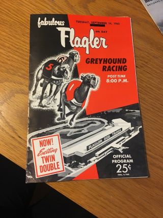 Vintage 1965 Greyhound Racing Form Program Flagler Dog Track Florida