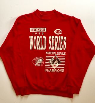 Vintage 1990 Cincinnati Reds World Series National League Champion Lg Sweatshirt