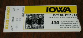 1987 University Of Iowa Hawkeyes Vs Wisconsin Badgers Away Football Ticket Stub