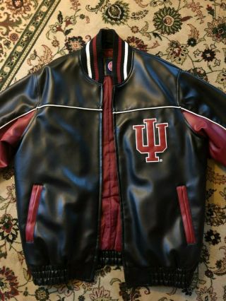 Indiana University Leather Jacket Iu Hoosiers Basketball Size M