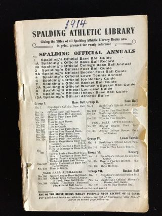 Spalding’s Official Baseball Base Ball Record 1914 Walter Johnson