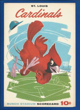 1961 St Louis Cardinals Vs Philadelphia Phillies Baseball Program Scorecard