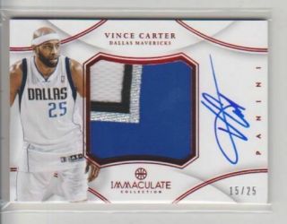 Vince Carter 2012 - 13 Immaculate First Year Jumbo Patch Auto Jersey 15/25 Sp