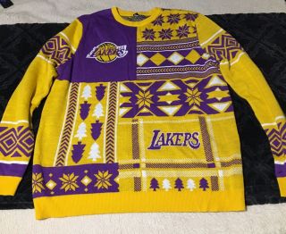 Los Angeles Lakers Crew Neck Patches Ugly Christmas Sweater Xxl