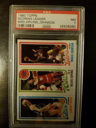 1980 - 1981 Topps Larry Bird/ Julius Erving/ Magic Johnson Basketball Card.  Psa 7