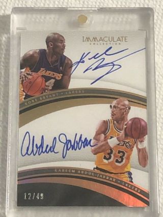 Kobe Bryant And Kareem Abdul - Jabbar 16 - 17 Immaculate Dual On Card Auto 12/49