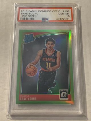 Trae Young 2018 - 19 Optic Prizm Lime Green Rated Rookie Rc 93/149 Psa 10 Pop 9