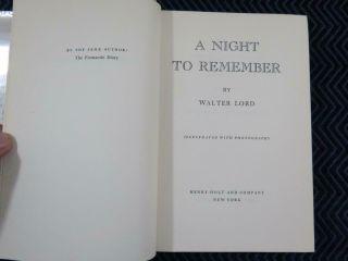 1955 A Night to Remember Titanic 1st Edition Hardcover Book 3