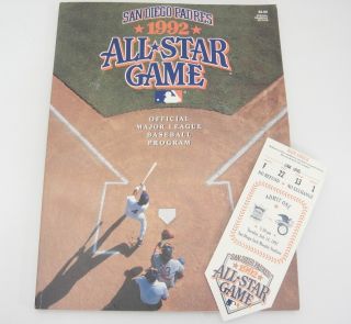 Mlb 1992 All Star Game Baseball Program And Ticket Stub Lefty Gomez Card Padres