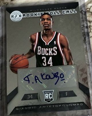 2013 - 14 Panini Totally Certified Giannis Antetokounmpo Rookie Roll Call Auto Rc