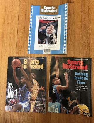 Sports Illustrated The Dream Season Unc Tar Heels 1992 - 1993 - 3 Issues