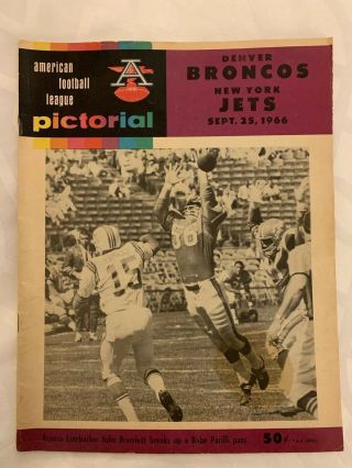 1966 Afl Football Program - Denver Broncos Vs York Jets - Early Joe Namath