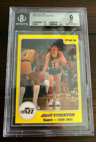 1984 - 85 Star John Stockton Rookie Card Graded Beckett 9 Utah Jazz 2 9.  5 Subs