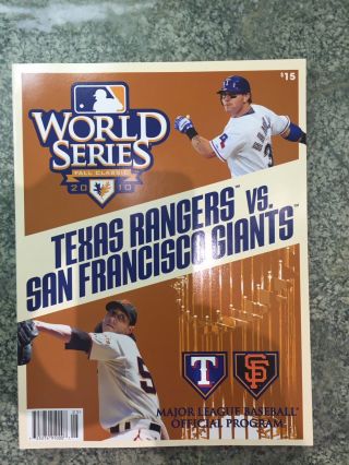 2010 Official Major League Baseball World Series Program Texas Rangers Sf Giants
