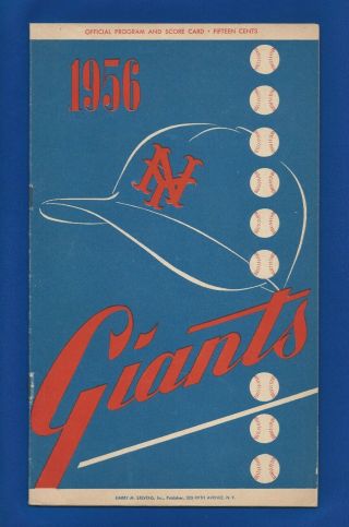 1956 York Giants Vs Chicago Cubs Baseball Program Willie Mays Ernie Banks