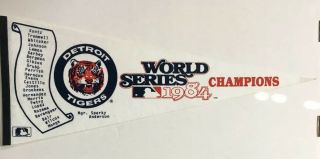 Vintage 1984 Detroit Tigers World Series Champions W/ Team Roster 30 " Pennant