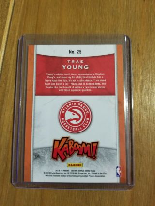 2018 - 19 Panini Crown Royale Kaboom 25 Trae Young Hawks RC Rookie Case Hit 2