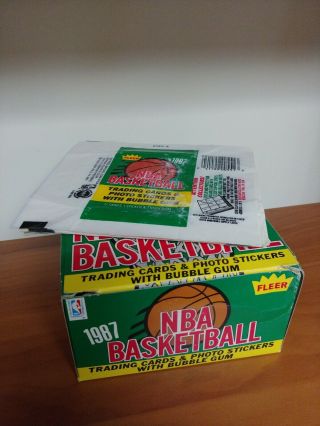 1987 Fleer Basketball Wax Box (empty) And 29 Pack Wrappers