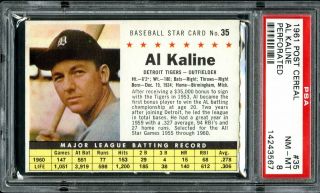 1961 Post Cereal Baseball 35 Al Kaline Tigers Perforated Psa Nm - Mt 8 Tough Card