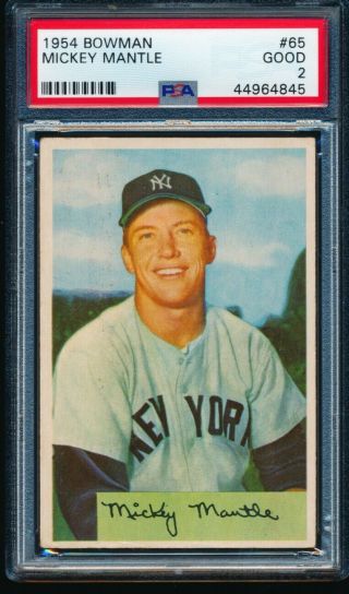 1954 Bowman Mickey Mantle 65 Psa 2,  Well Centered,  Retains Appeal