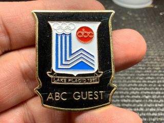 Lake Placid Winter Olympics 1980 Abc Guest Press Pin.  Outstanding Pin.