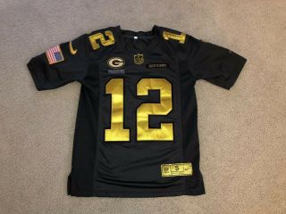 Aaron Rodgers Salute Troops Green Bay Packers Nfl Sewn Jersey Size Youth Small