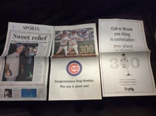 Greg Maddux 300 Wins Newspaper Chicago Cubs Atlanta Braves Ad Chicago Tribune