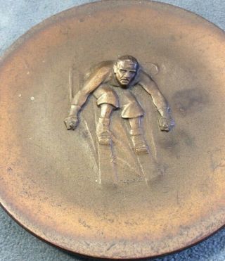 Vintage Huguenin Locle Bronze Skier Sports Medal Medallion 3.  5” Diameter 2