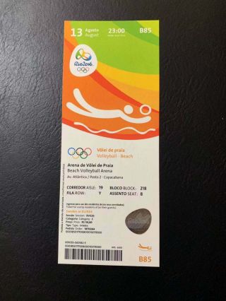 G13 - 2016 Rio Olympic Beach Volleyball Ticket -