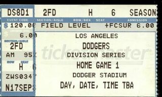 Ticket Baseball Chicago Cubs 2008 Nlds Game 3 Los Angeles Dodgers