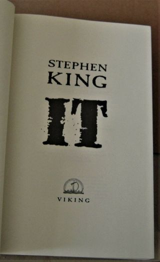 IT by Stephen King (1986,  Hardcover) FIRST EDITION FIRST PRINTING 3