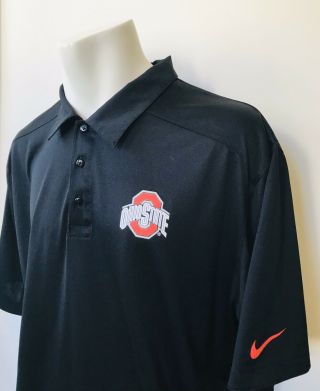 Nike Dri Fit Ohio State Buckeyes Mens Xl Black Short Sleeve Polo Shirt - $65
