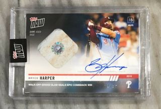 2019 Phillies Topps Now 690a Bryce Harper Autographed Base Relic Card 27/99