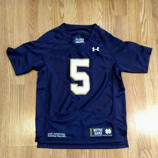 Under Armour Notre Dame Football Jersey 5 Navy Blue Youth Size Small Stitched