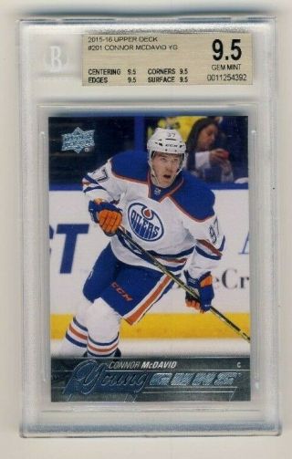 2015 - 16 Ud Series 1 Connor Mcdavid Young Guns Bgs 9.  5 Rookie Rc 201 4 X 9.  5s