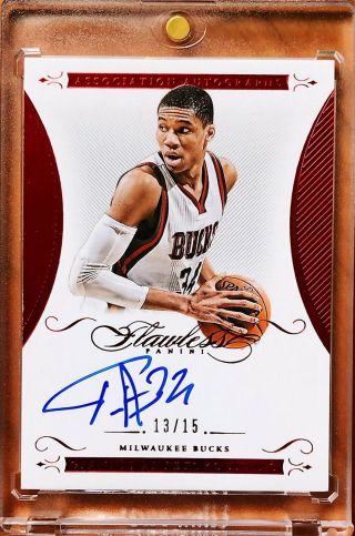 2014 - 15 Flawless Giannis Antetokounmpo 2nd Year Rc Rookie Ruby Auto /15