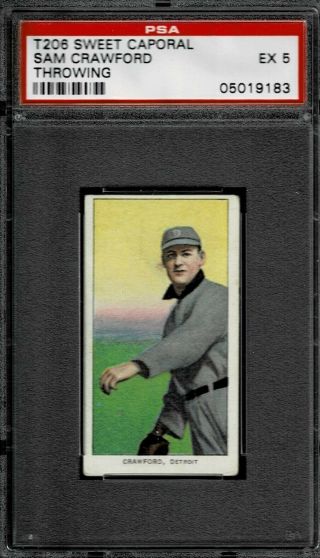 1909 - 11 T206 Sam Crawford Throwing - Tigers - Sweet Caporal 150 Subjects - Psa 5