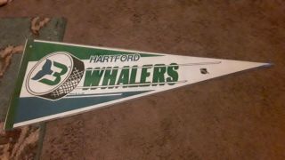 Vintage Hartford Whalers Nhl Pennant Full Size 12 " X30 "