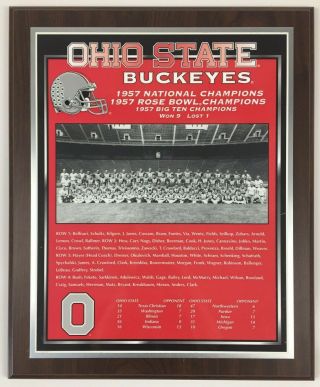 Ohio State Buckeyes 1957 National Champions Photo Plaque - 16”l X 13”w - Healy