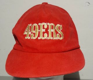 San Francisco 49ers Vintage Red Corduroy Snapback Hat Adjustable