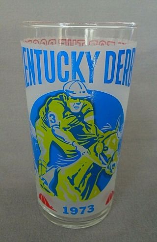 Vintage 1973 Kentucky Derby Drinking Souvenir Glass Run For The Roses